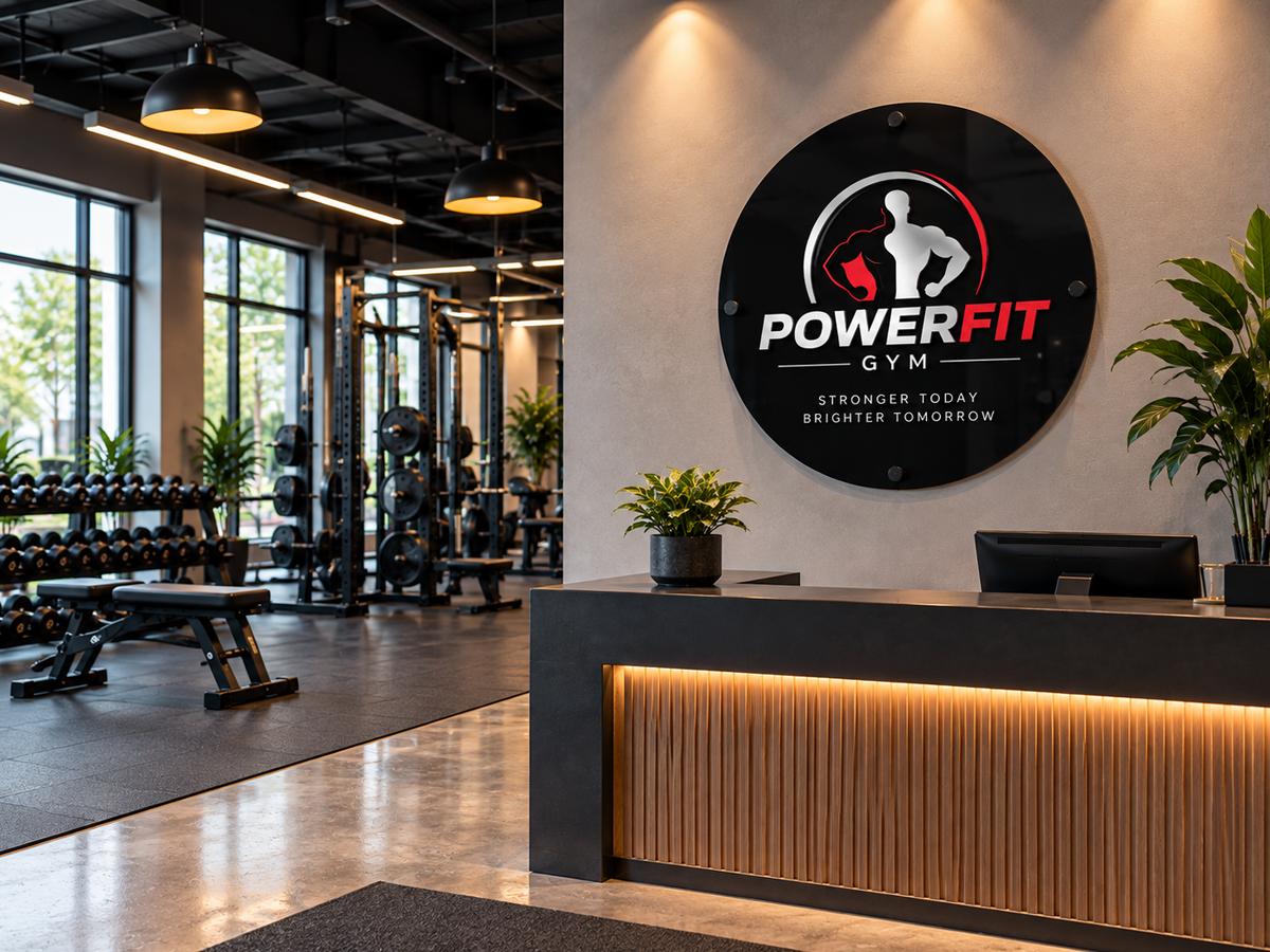 Custom business logo sign in a professional office