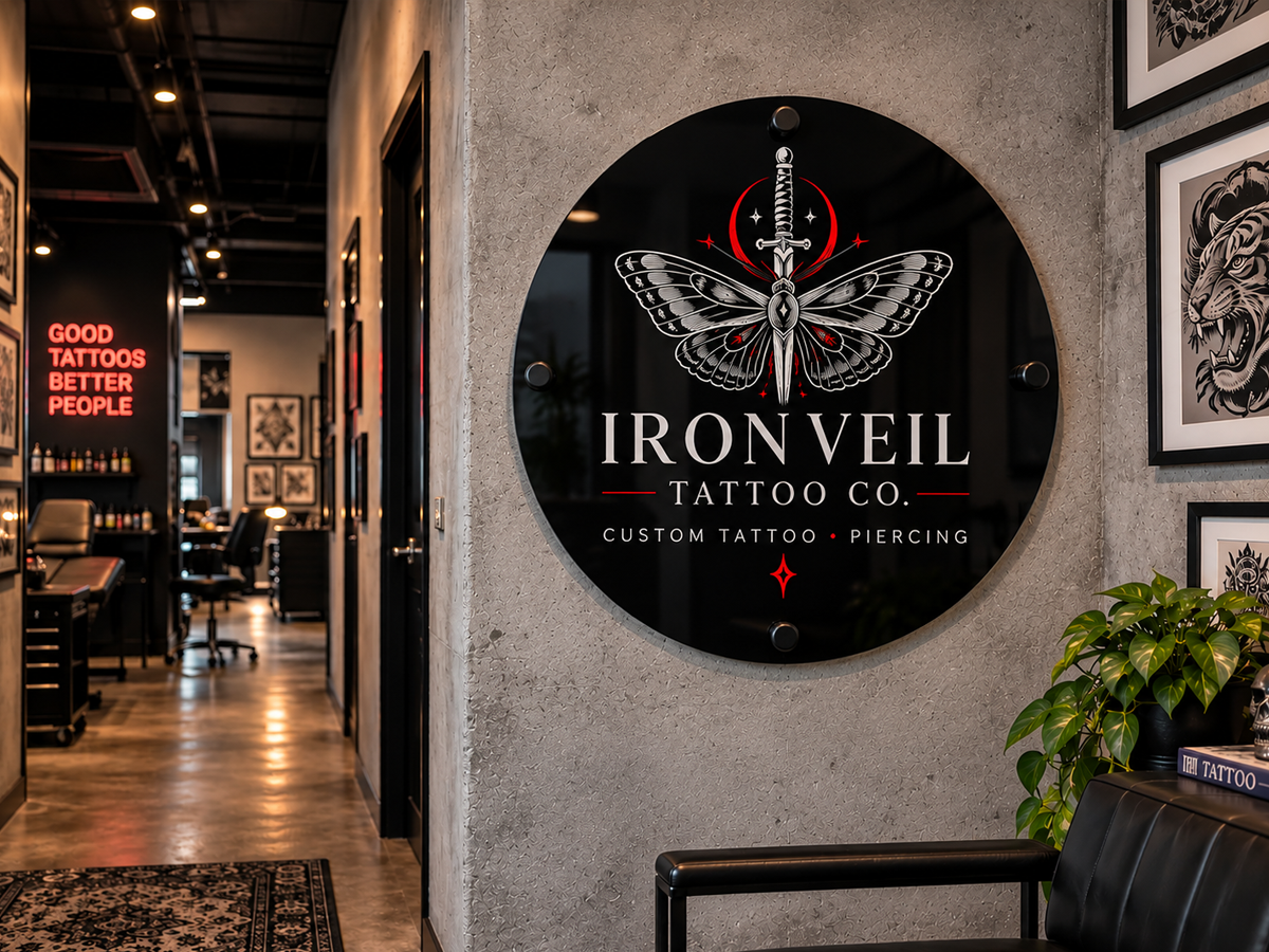 Custom branded sign in a retail business