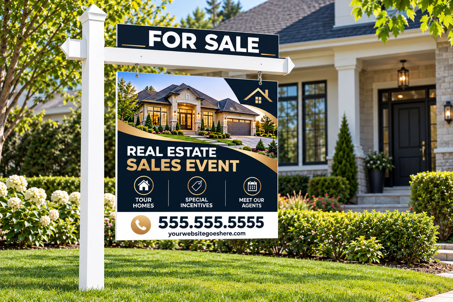 Real estate signs and marketing displays