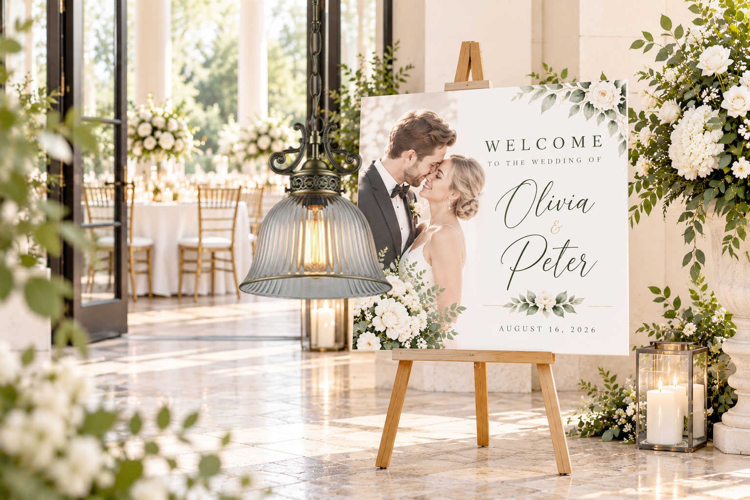 Wedding welcome sign and display